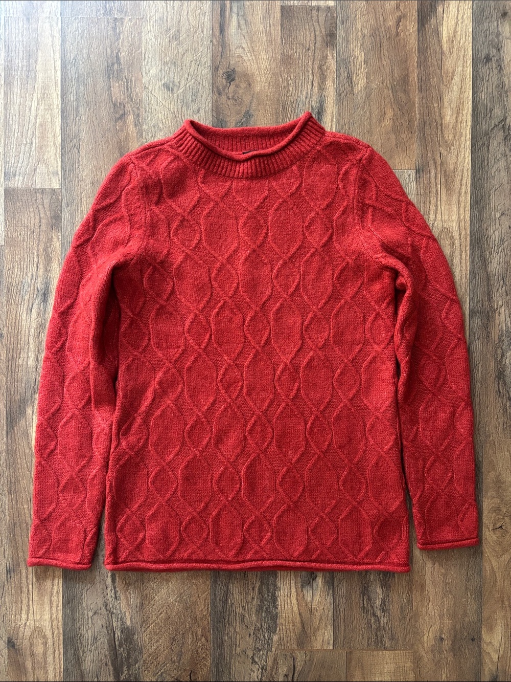 Talbots red cable knit roll neck cozy fall sweater size small